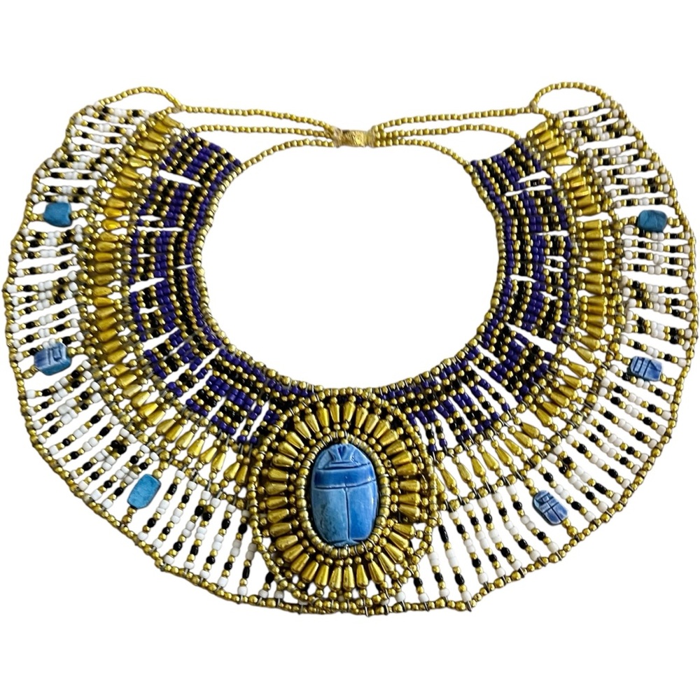 Ancient Egyptian Revival Beaded Scarab Collar
Necklace Handmade Statement Piece - Picture 13 of 13